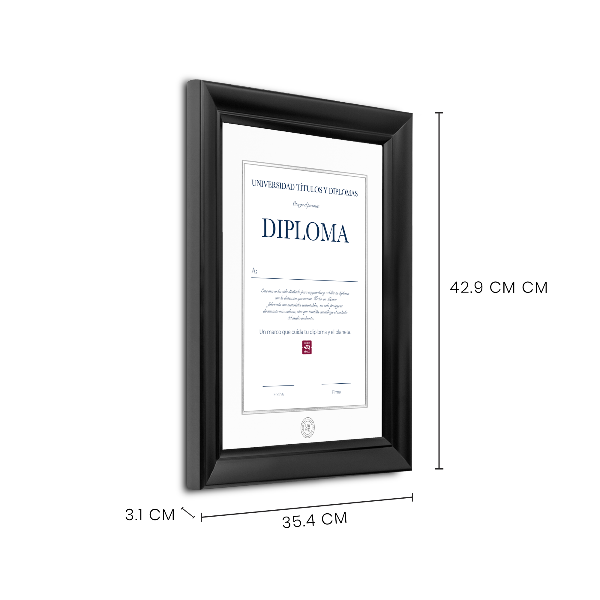 Diploma oficial UAdeC Marco color negro