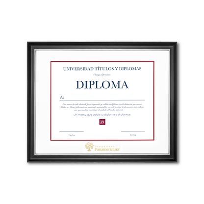 Diploma oficial UP Marco negro con filo plateado