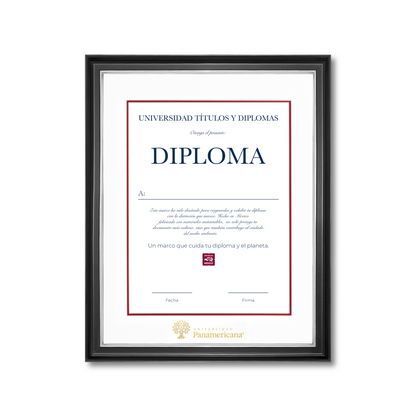 Diploma oficial UP Marco negro con filo plateado