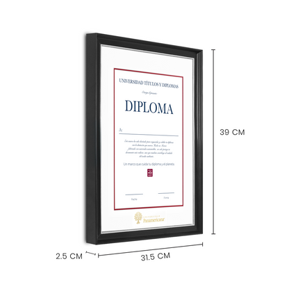 Diploma oficial UP Marco negro con filo plateado