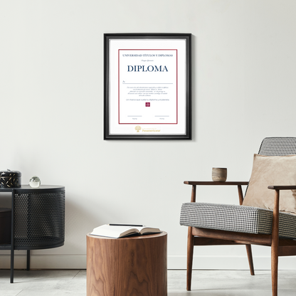 Diploma oficial UP Marco negro con filo plateado