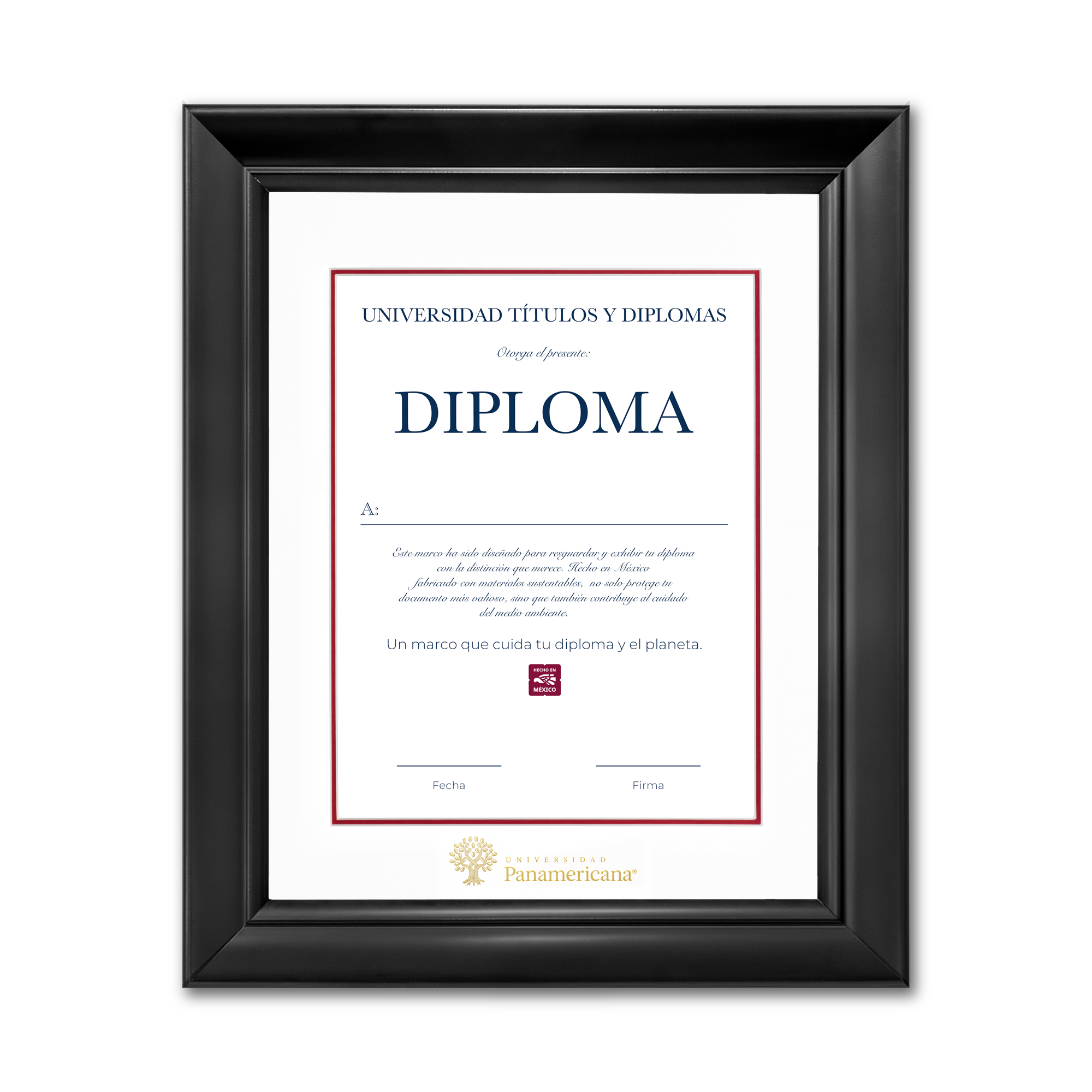 Diploma oficial UP Marco color negro con relieves