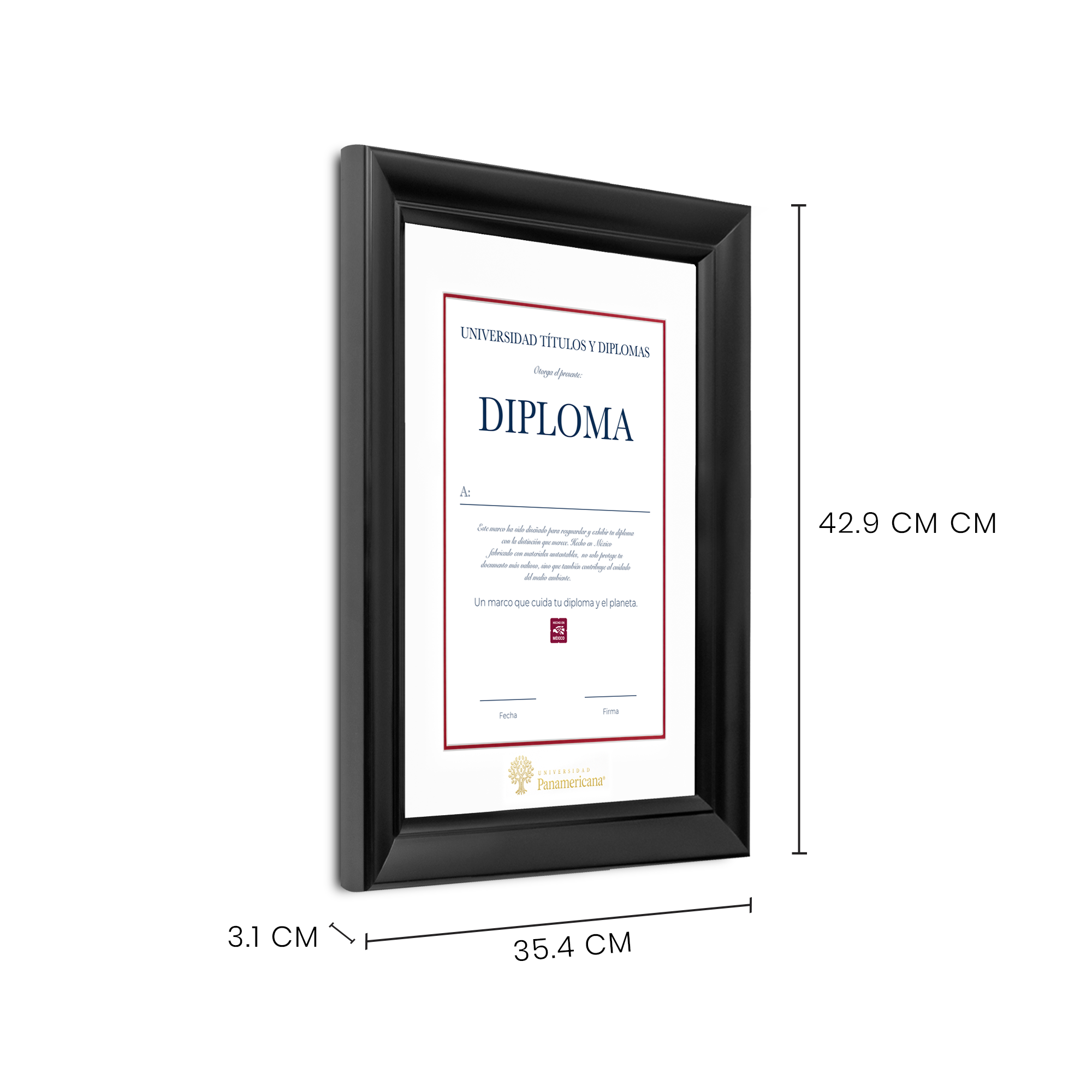 Diploma oficial UP Marco color negro con relieves