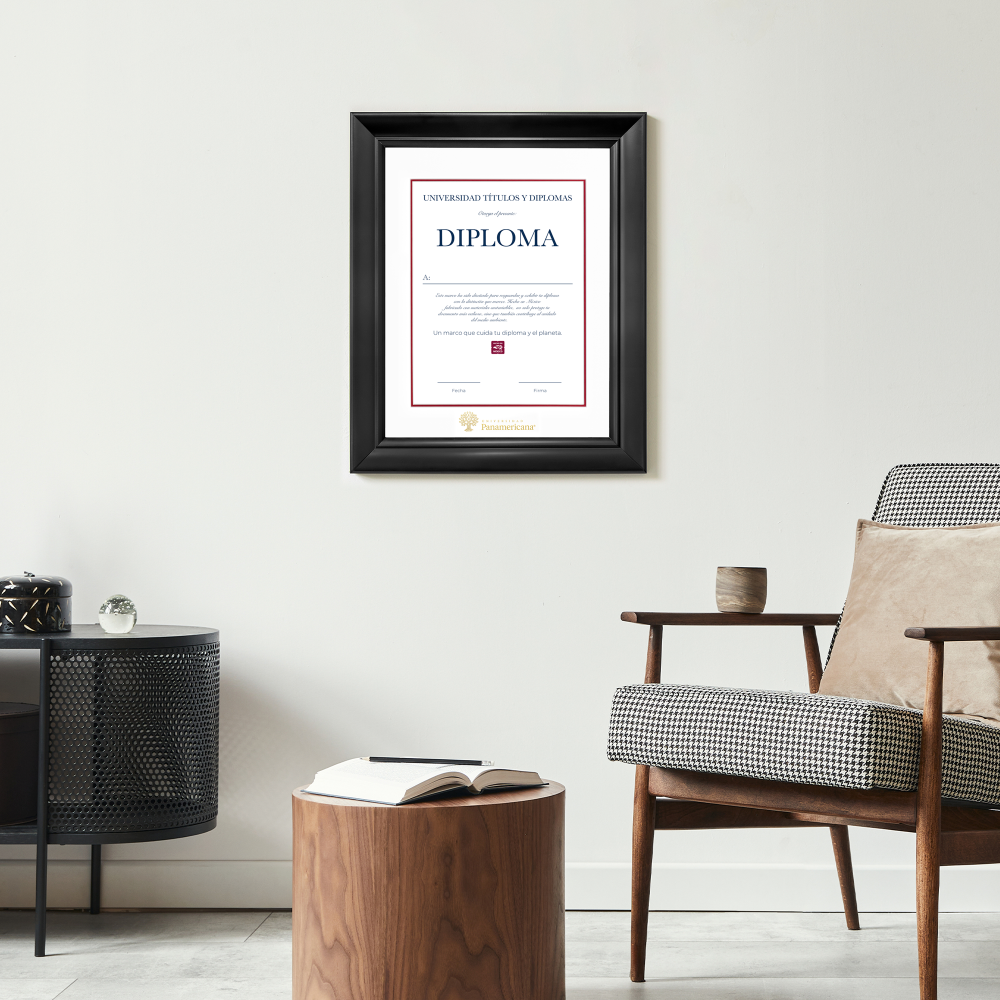 Diploma oficial UP Marco color negro