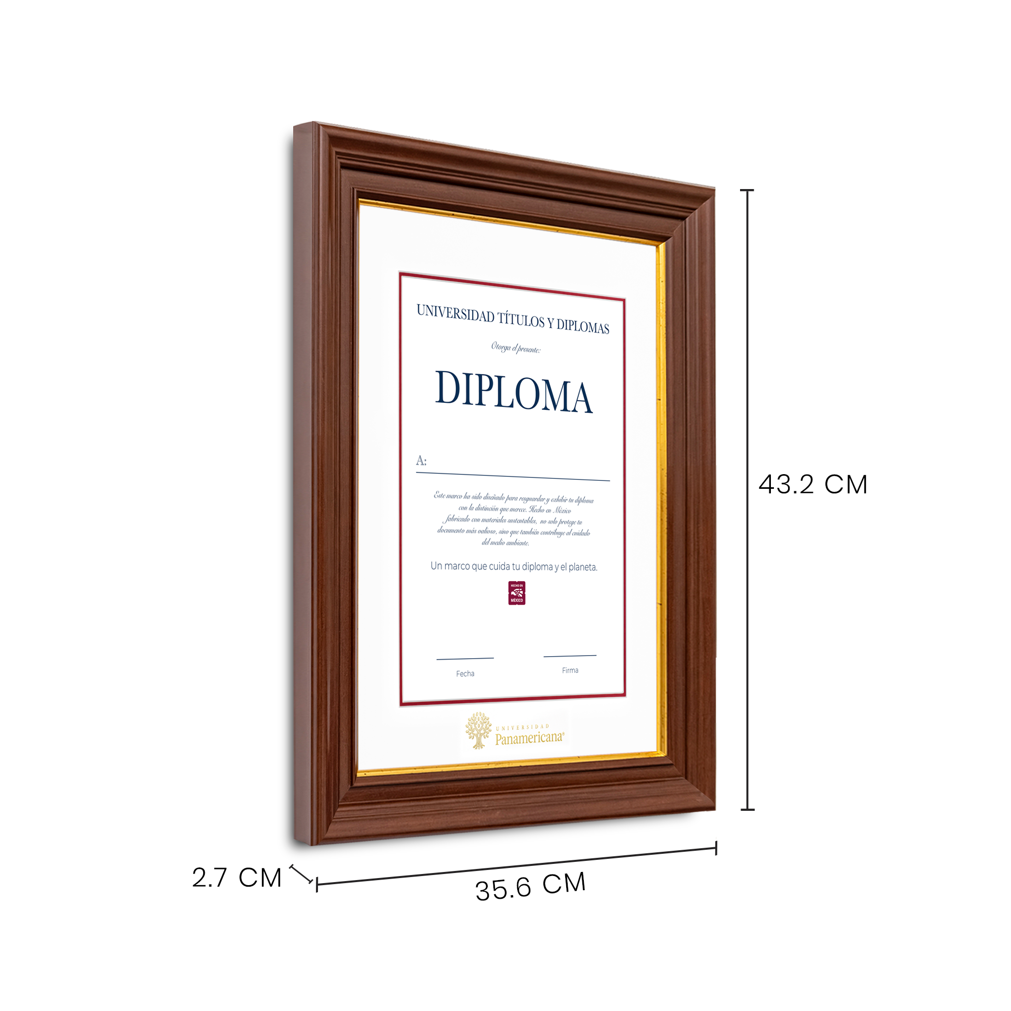 Diploma oficial UP Marco color nogal
