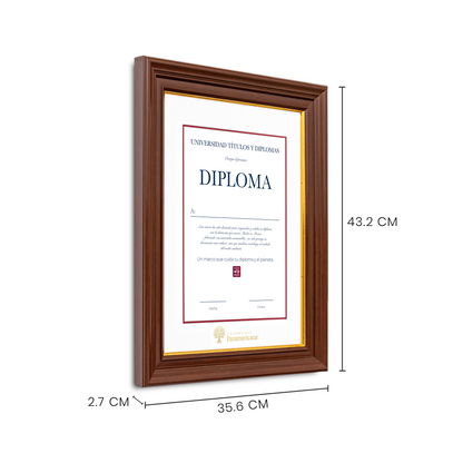 Diploma oficial UP Marco color nogal