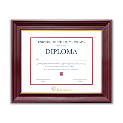 Diploma oficial UP Marco color nogal con filo dorado