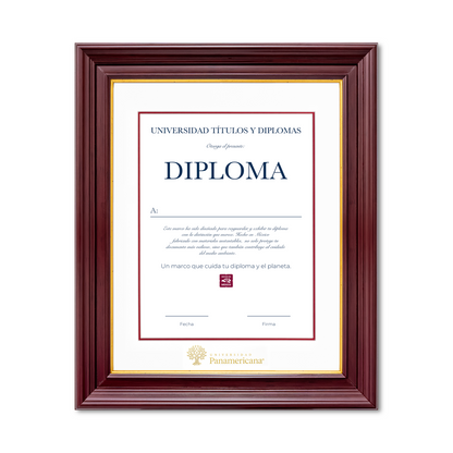 Diploma oficial UP Marco color nogal con filo dorado