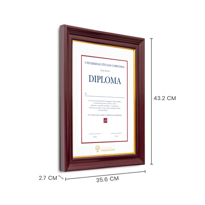 Diploma oficial UP Marco color nogal con filo dorado