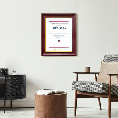Diploma oficial UP Marco color nogal con filo dorado