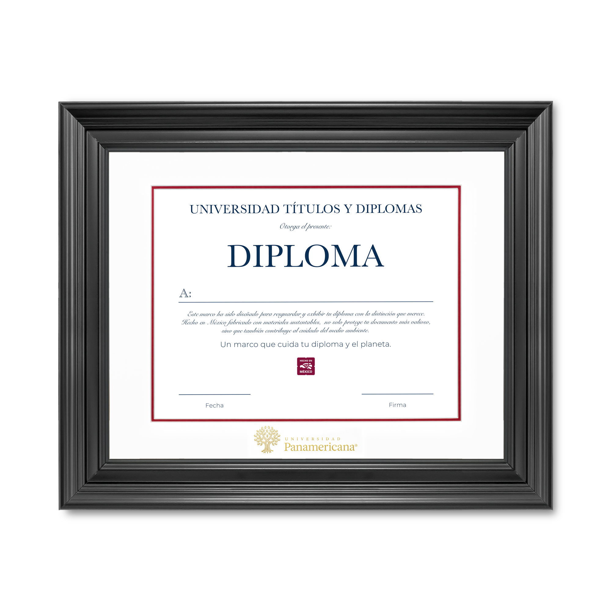 Diploma oficial UP Marco color negro con relieves