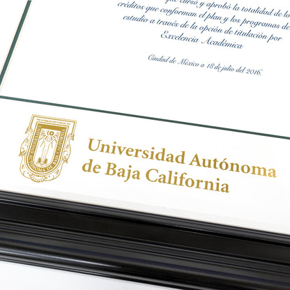 Marco Oficial UABC® en Color Negro con Relieves, Para Título Universitario