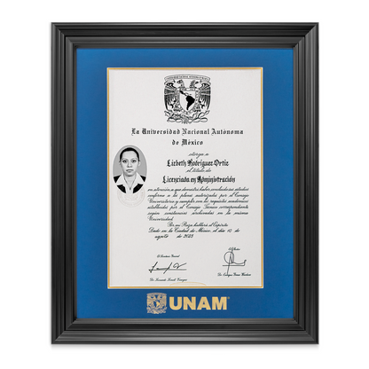 Marco Oficial Para Título Universitario UNAM® en Color Negro con Relieves