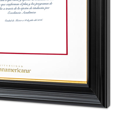 Marco Oficial para Título de la Universidad Panamericana® en Color Negro con Filo Dorado