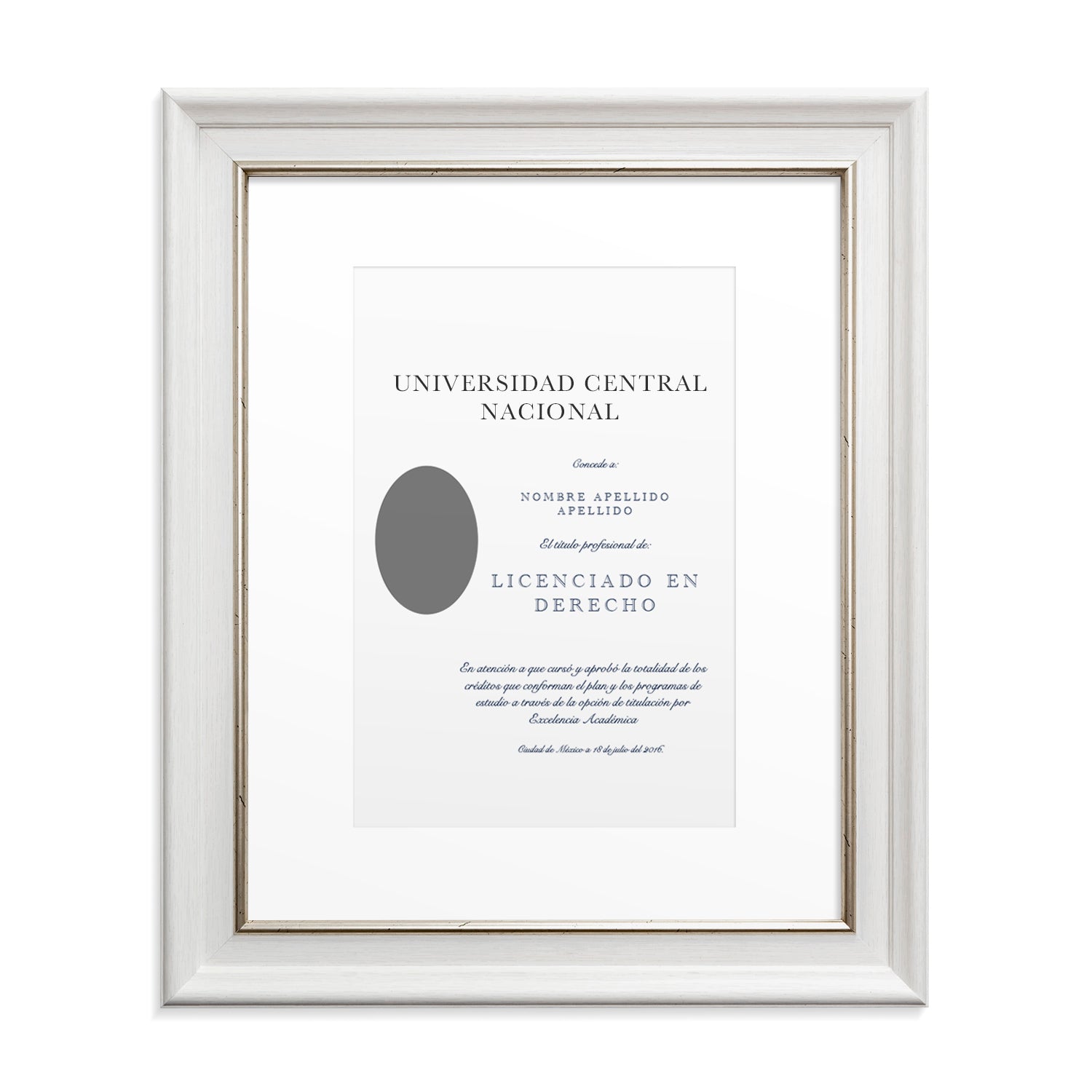 Marco para Título Universitario | Elegante Acabado Blanco con Filo Dorado