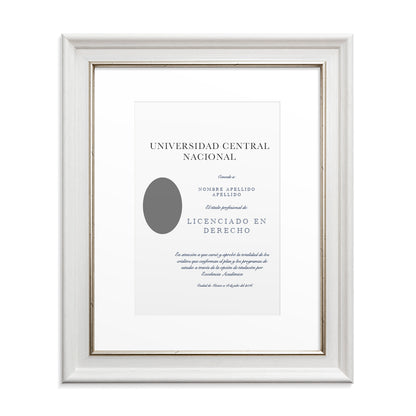 Marco para Título Universitario | Elegante Acabado Blanco con Filo Dorado