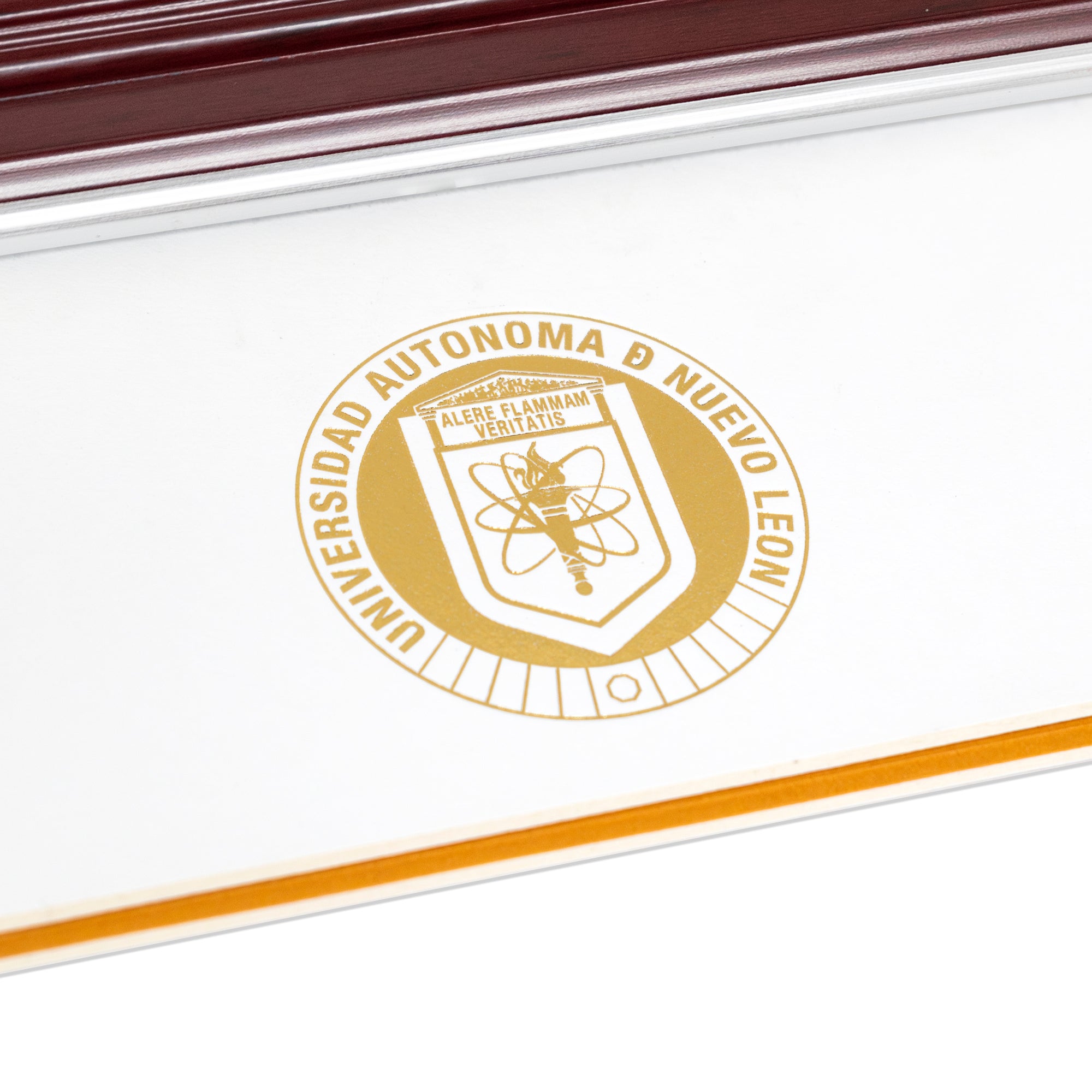 Marco Oficial en Color Caoba con Filo Plata para Universidad UANL