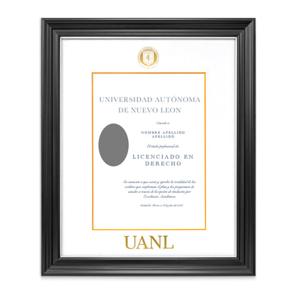 Marco Oficial en Color Negro con Filo Plata para Universidad UANL